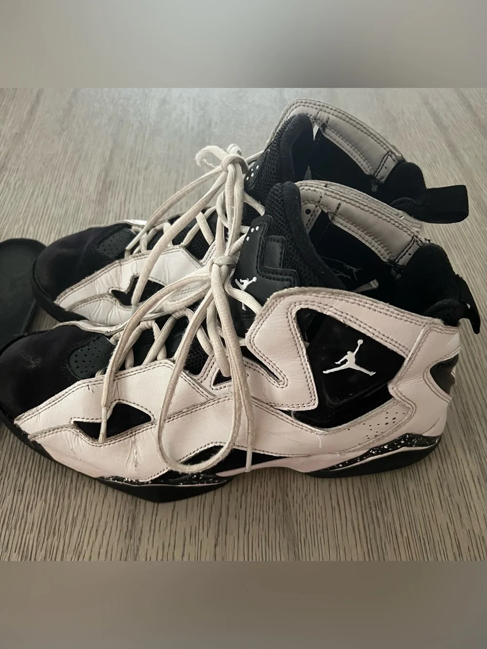 Jordan  Mens Black and White High-Top Basketball Sneakers
